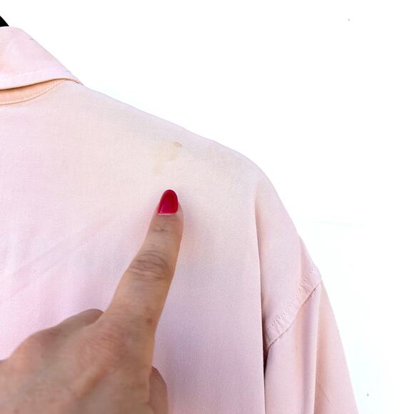 Vintage Ralph Lauren Country Popover Polo T-Shirt Rayon Pink Hong Kong Medium - Picture 7 of 7